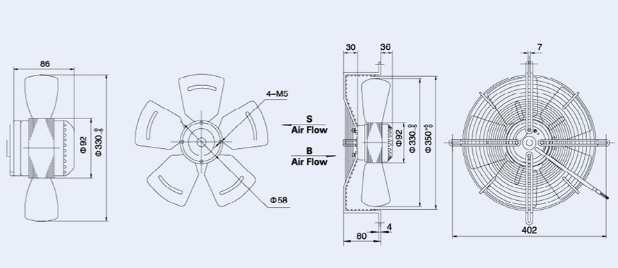 YWF330 Axial Fan Motors