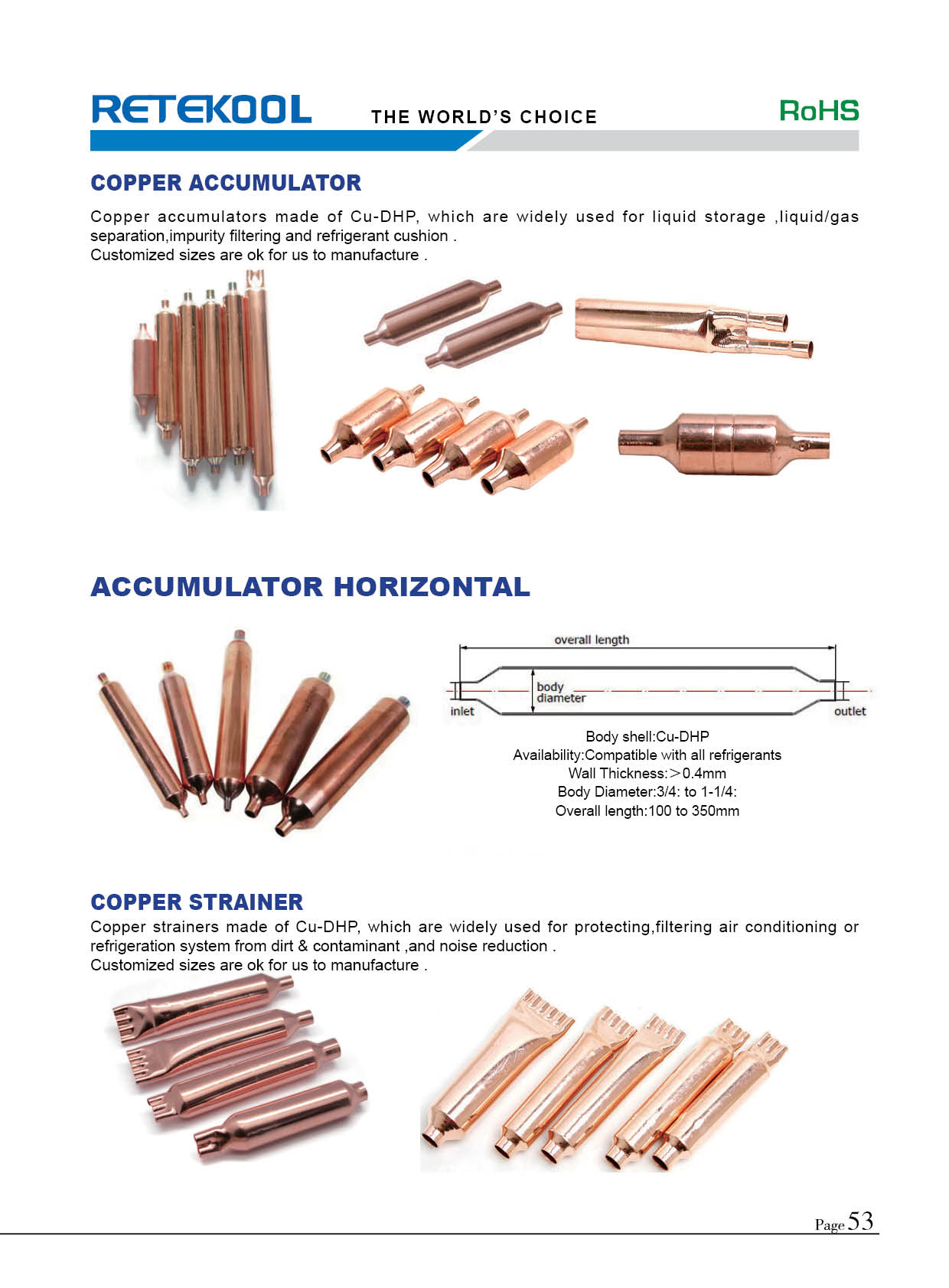 RETEKOOL Universal Type Air Conditoner copper filter drier