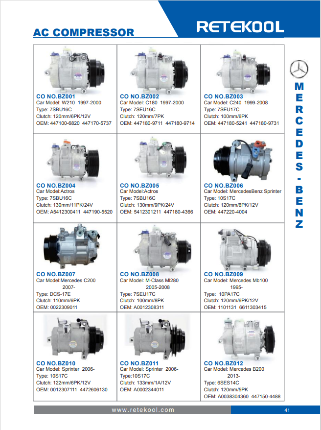 AUTO PARTS A/C COMPRESSOR FOR BENZ 7SBU16C