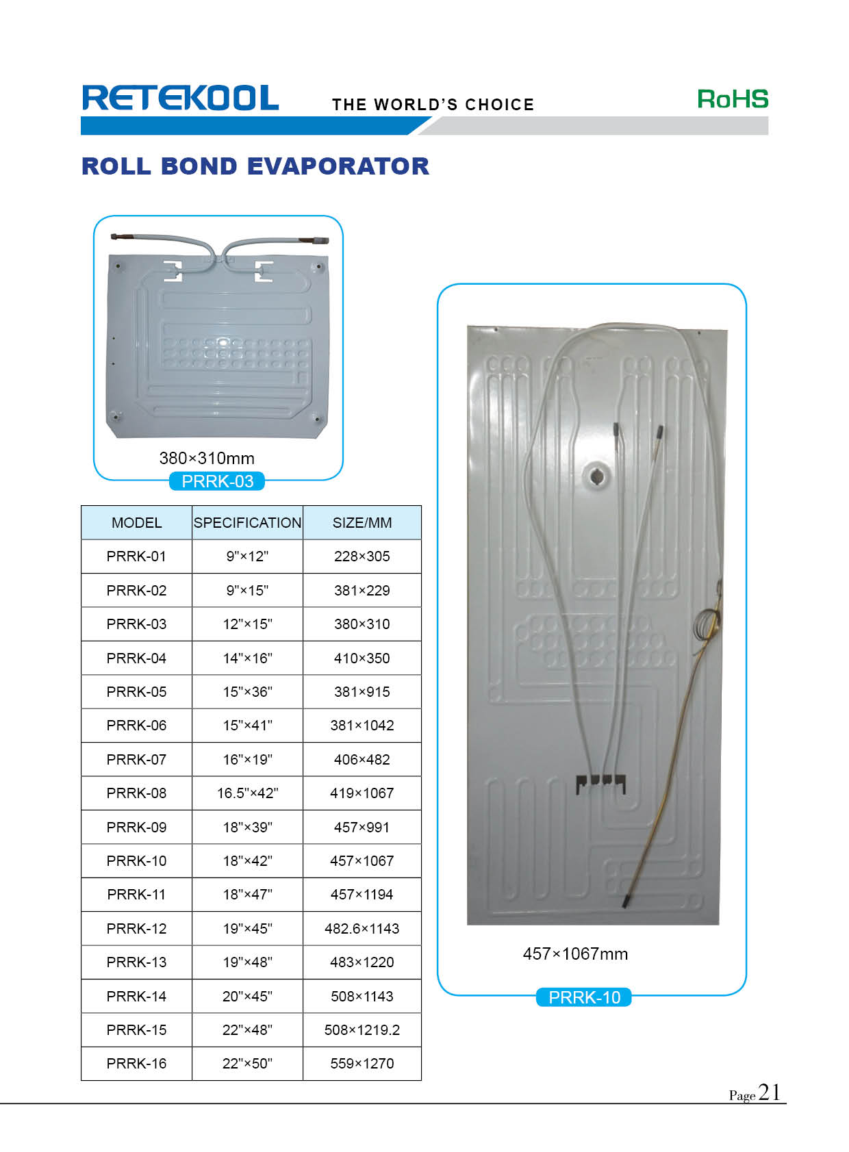 Refrigerator Freezer Roll Bond Evaporator