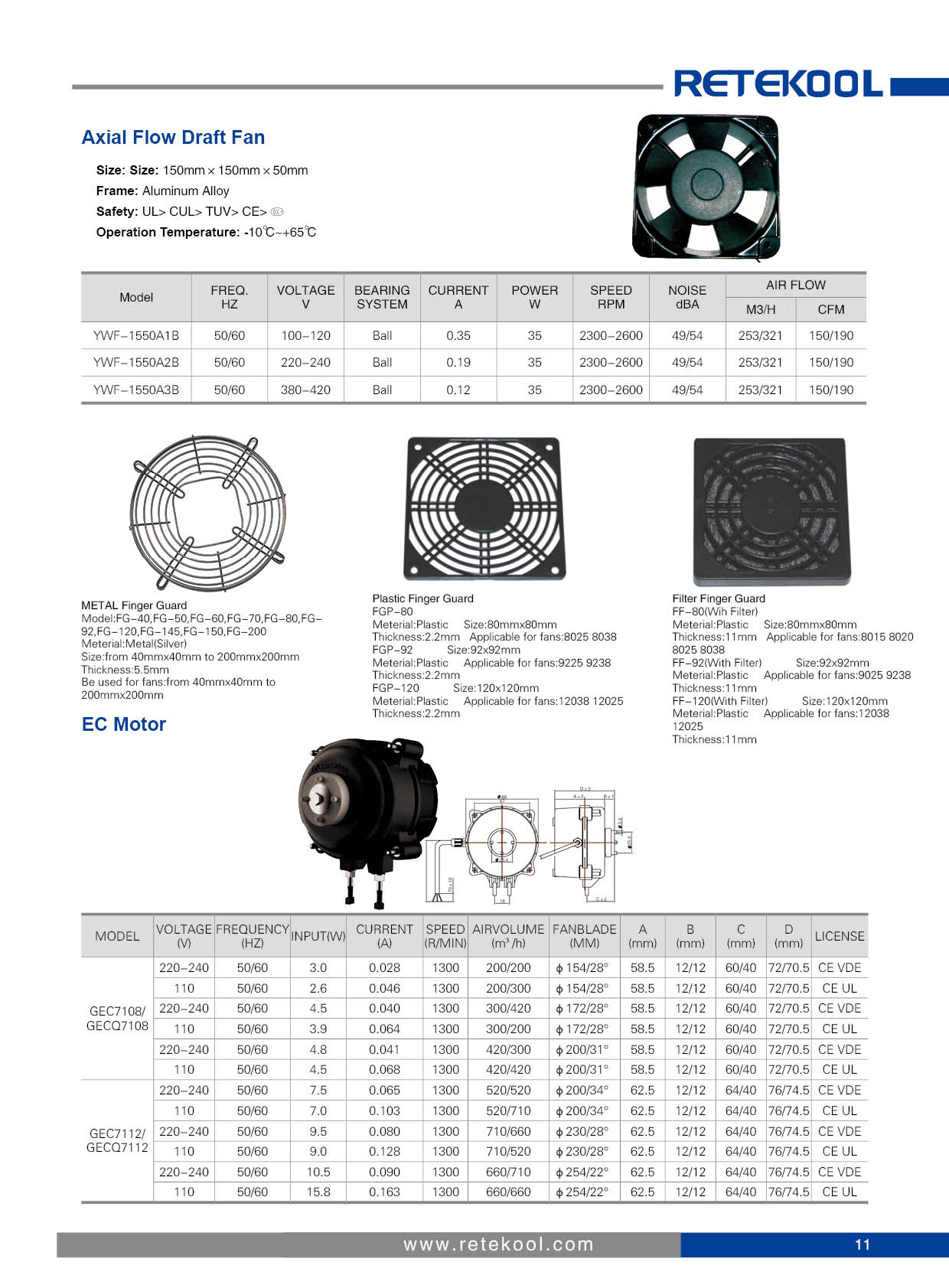 Axial Flow Draft Fan Electric Ventilate Cooling for Refrigerator and Freezer Parts