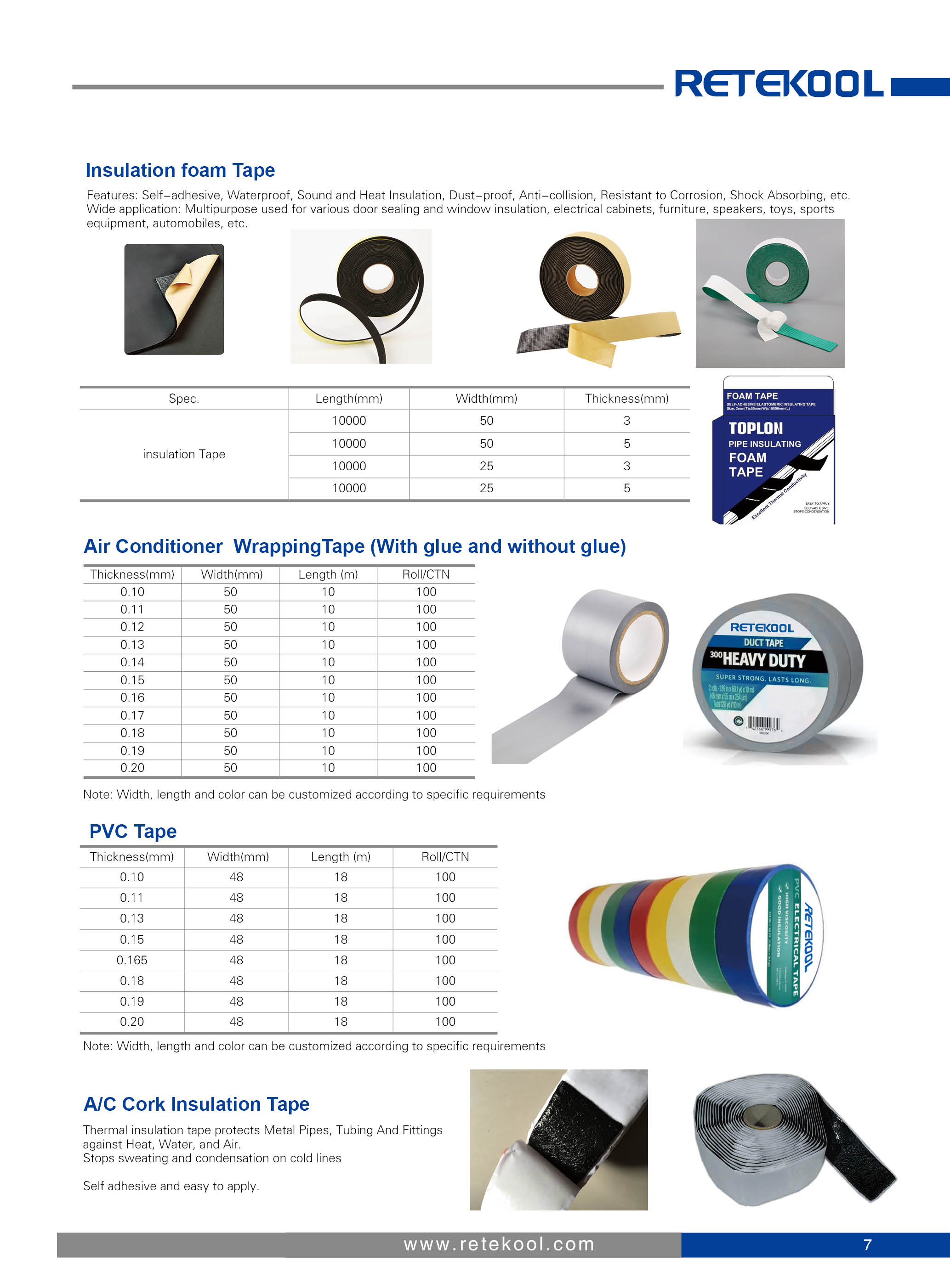 Insulation tape with self-adhesive for air conditioner and refrigeration
