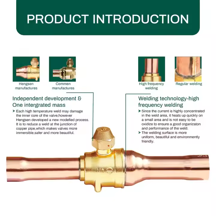 Copper Brass Ball Valve HVAC System Refrigeration Welding Type