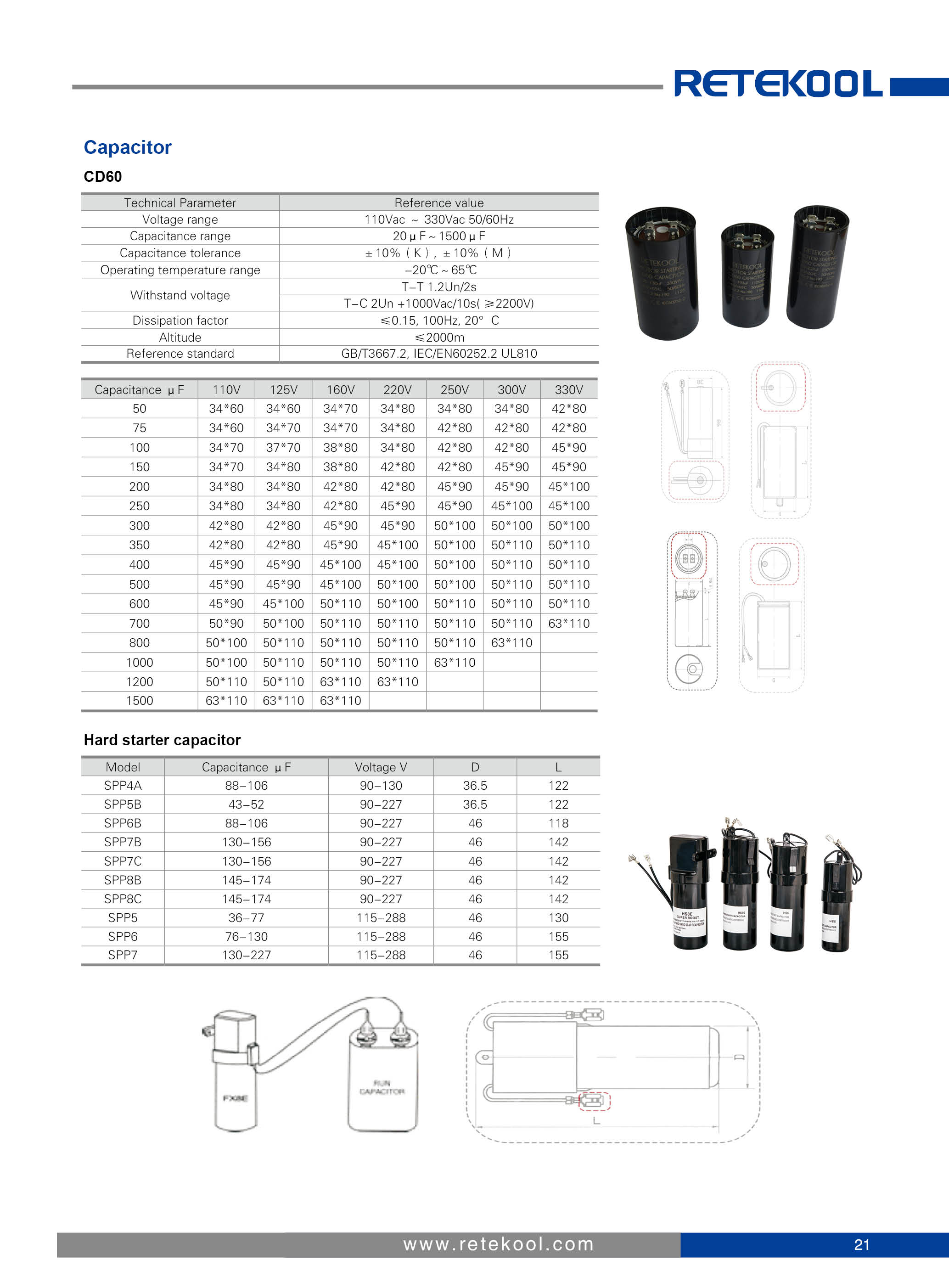 165vac Universal AC Start Capacitor