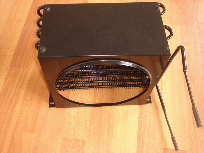 Commercial refrigeration condenser unit installed outdoors